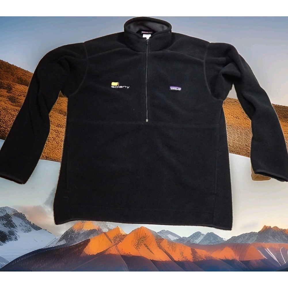 Patagonia Synchilla Fleece Pullover Mens XL Black‎ Excellent Quarter Zip Solany